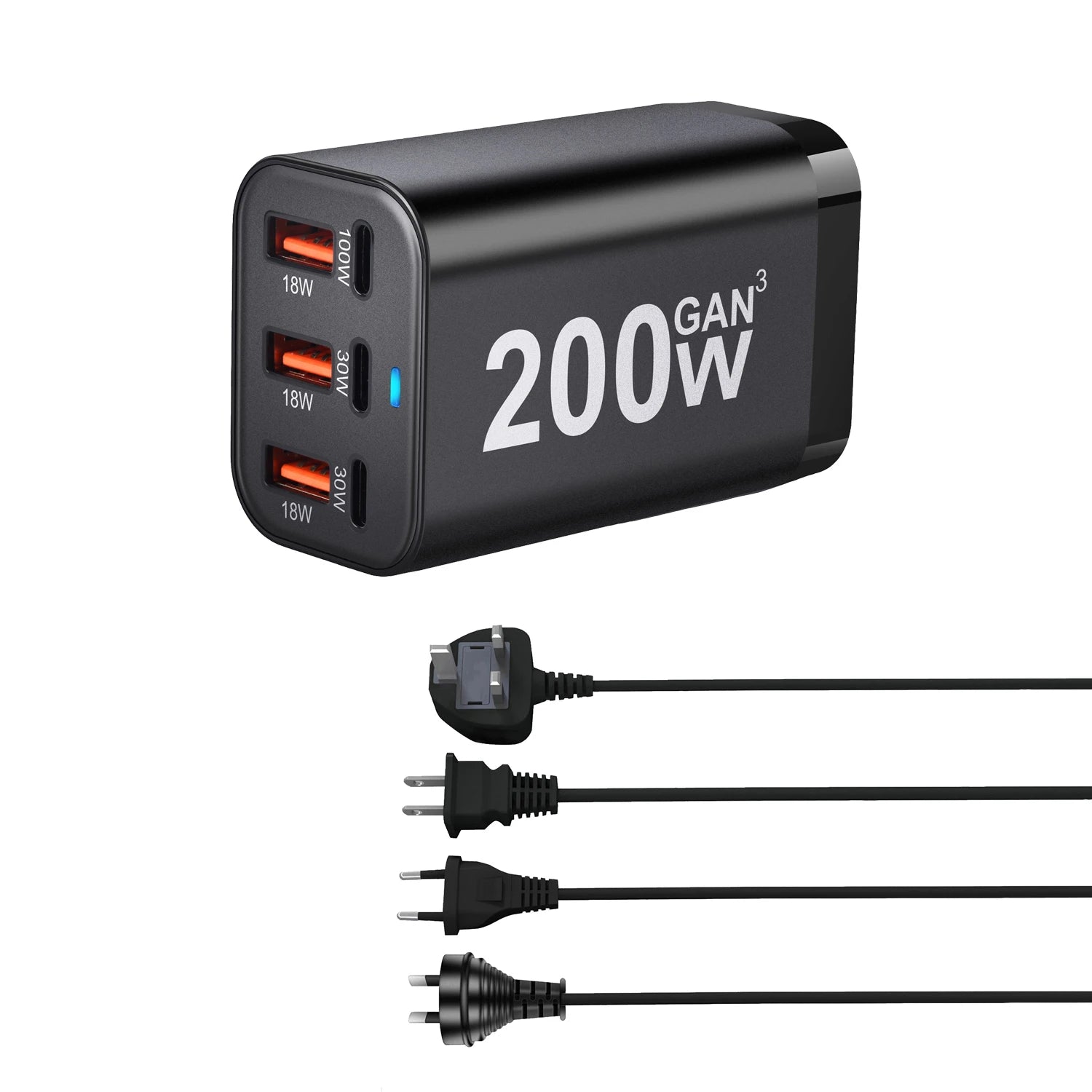 200W 6Ports GaN Quick Charger 4.0 3.0 Type C by Snagg An Adapter