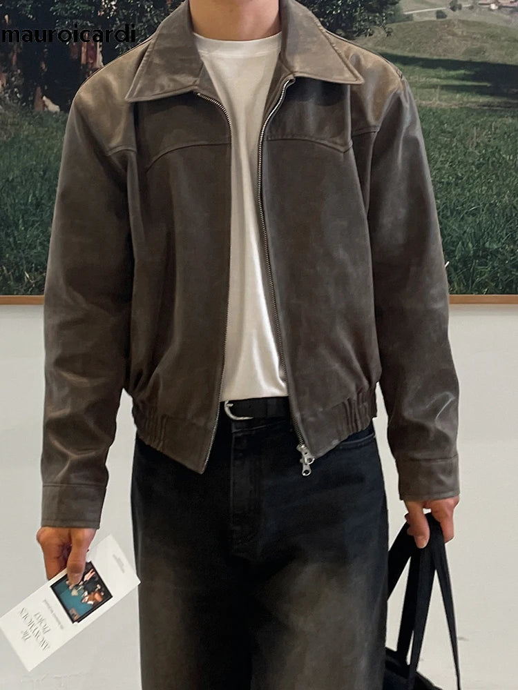 Vintage Distressed Brown PU Leather Jacket by Snagg A Jacket