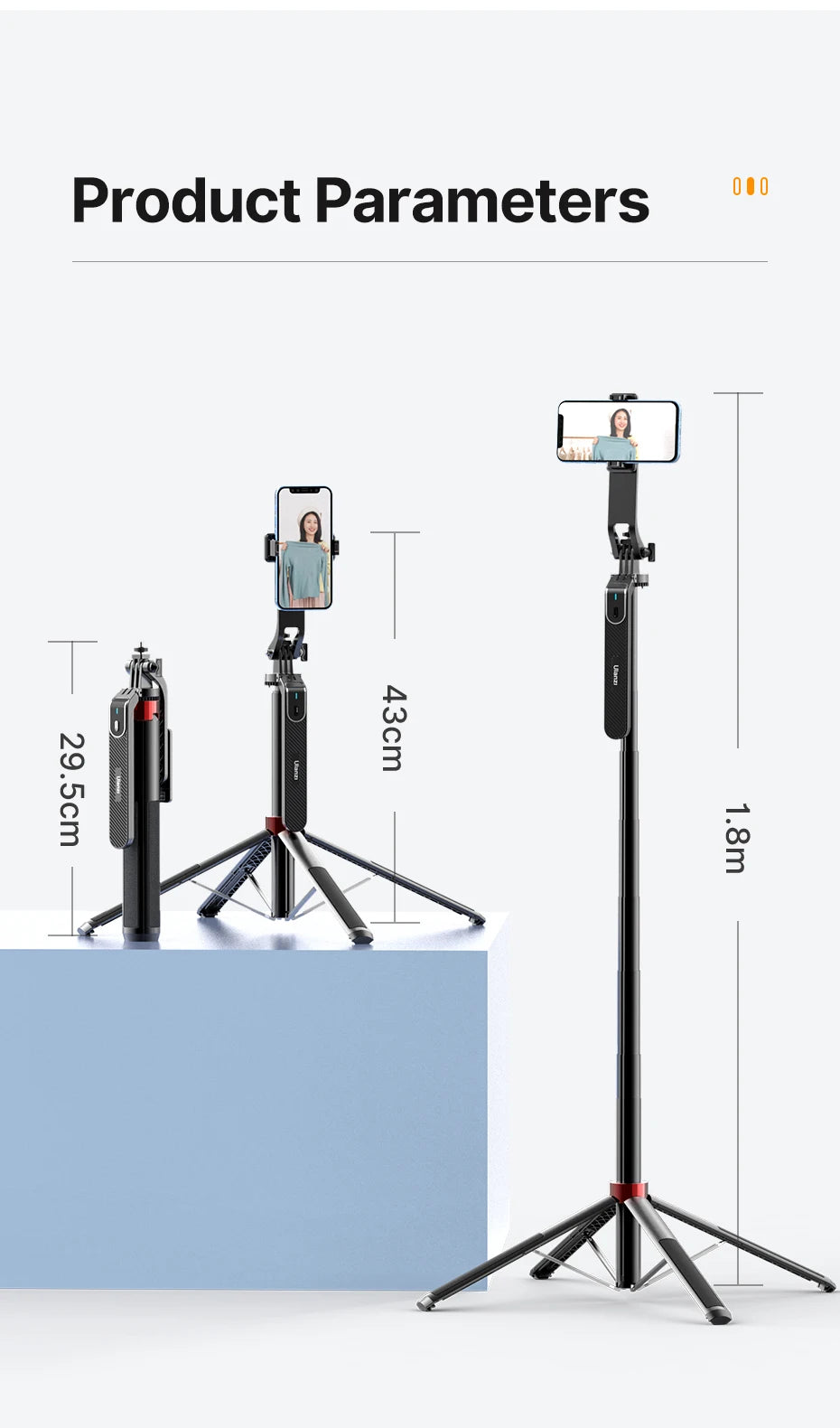 1.8M Bluetooth Remote Control Selfie Stick Tripod by Snagg A Tripod