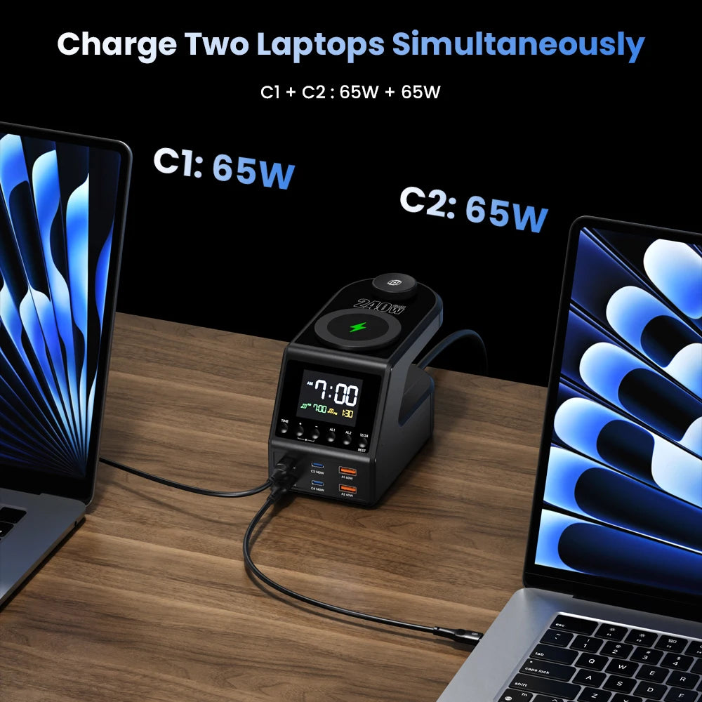 240W GaN Charger Station 4×140W PD3.1 USB Type C by Snagg A Charging Station