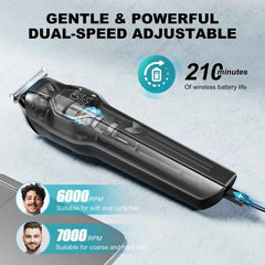 Professional 4 in 1 Complete Grooming System – High-Torque Cordless Clipper with 210 Minute Runtime