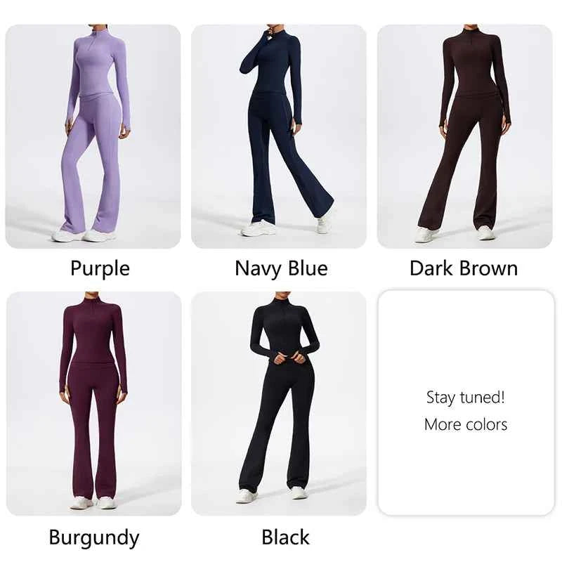 Women's Long Sleeve Workout Suit | Quick-Dry Gym Bra & Short Tracksuit Running Yoga Clothes Set