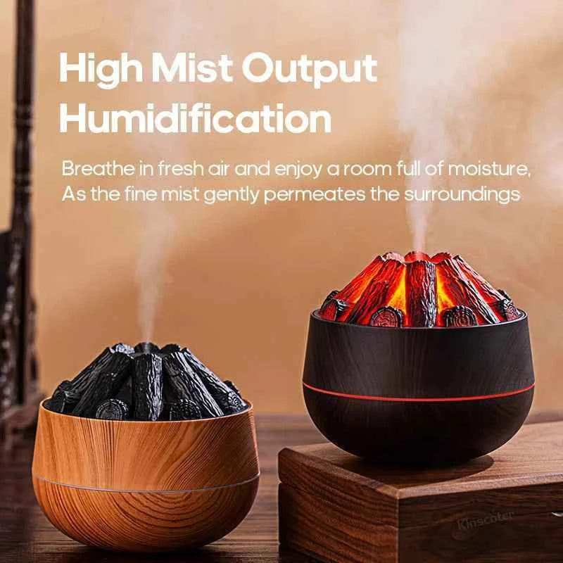 Ultrasonic Charcoal Flame Aroma Humidifier – 300ml