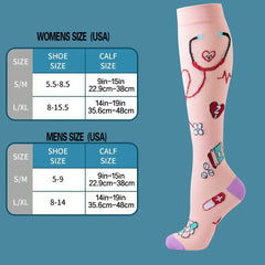 6 Pair Heart Pattern Compression Socks