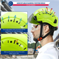 Vented construction safety helmet with double visors and earmuffs – image 5