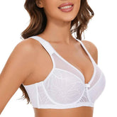 Plus Size Floral Lace Minimizer Bra | Underwire Full Coverage Unpadded Lifting