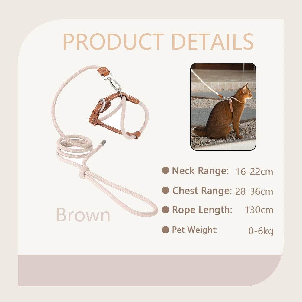 Adjustable Cat Chest Harness & Leash Set - SnaggIt