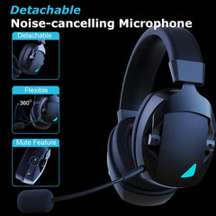 Wireless Gaming Headset with Detachable Noise Cancelling Microphone,2.4G Bluetooth-USB-3.5mm Wired Jack 3 Modes for Multi-device by SnaggIt