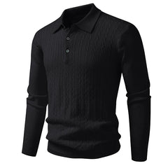 Men’s V-Neck Knit Polo Sweater | Refined Ribbed Autumn/Spring Essential
