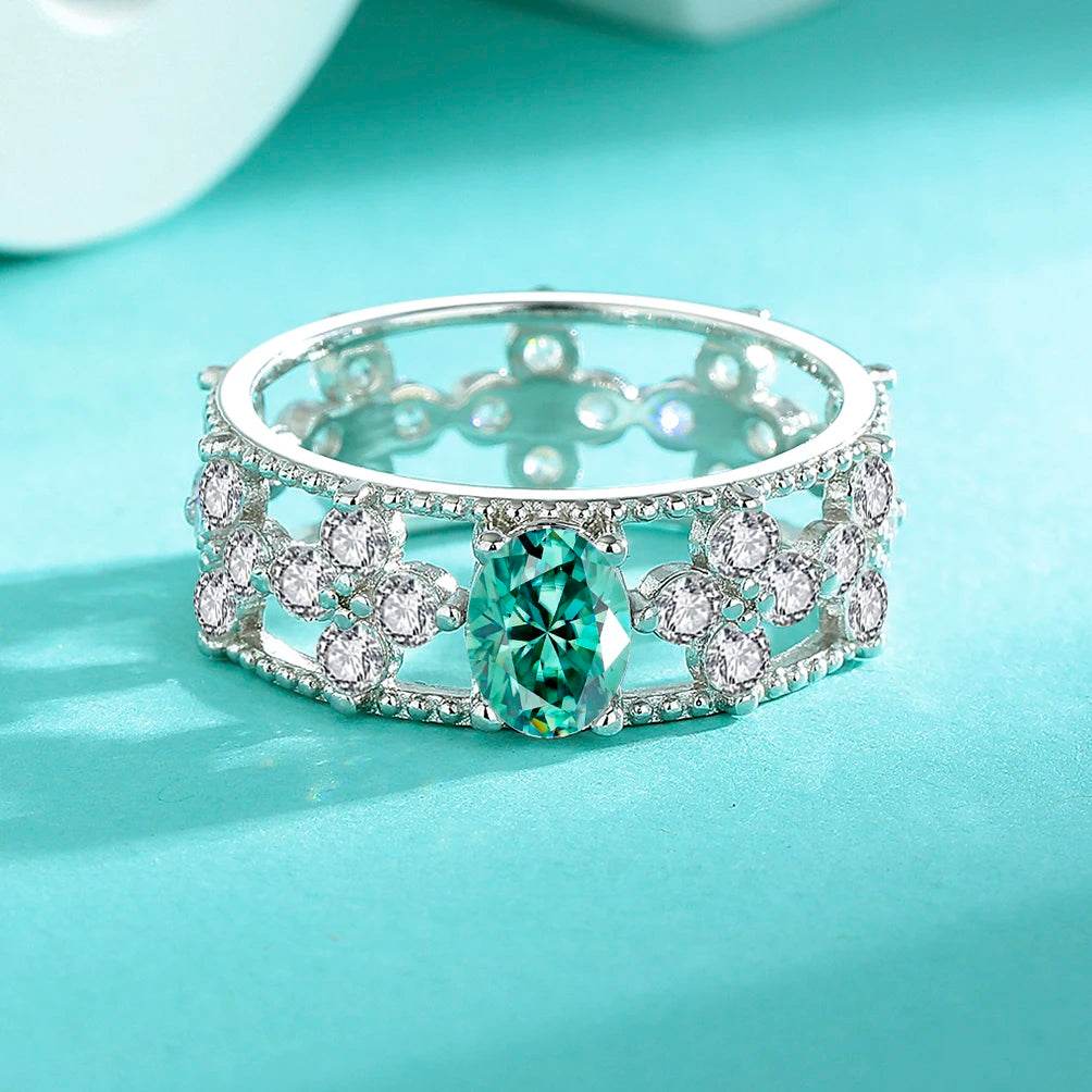 1ct Teal Oval Moissanite Ring - SnaggIt