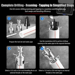 1 Set Professional PPR/PVC Water Pipe Threader & Triple Flute Counterbore Kit