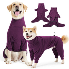 High-Collar Fleece Dog Jumpsuit – Windproof 4-Leg Winter Overalls for Large Dogs