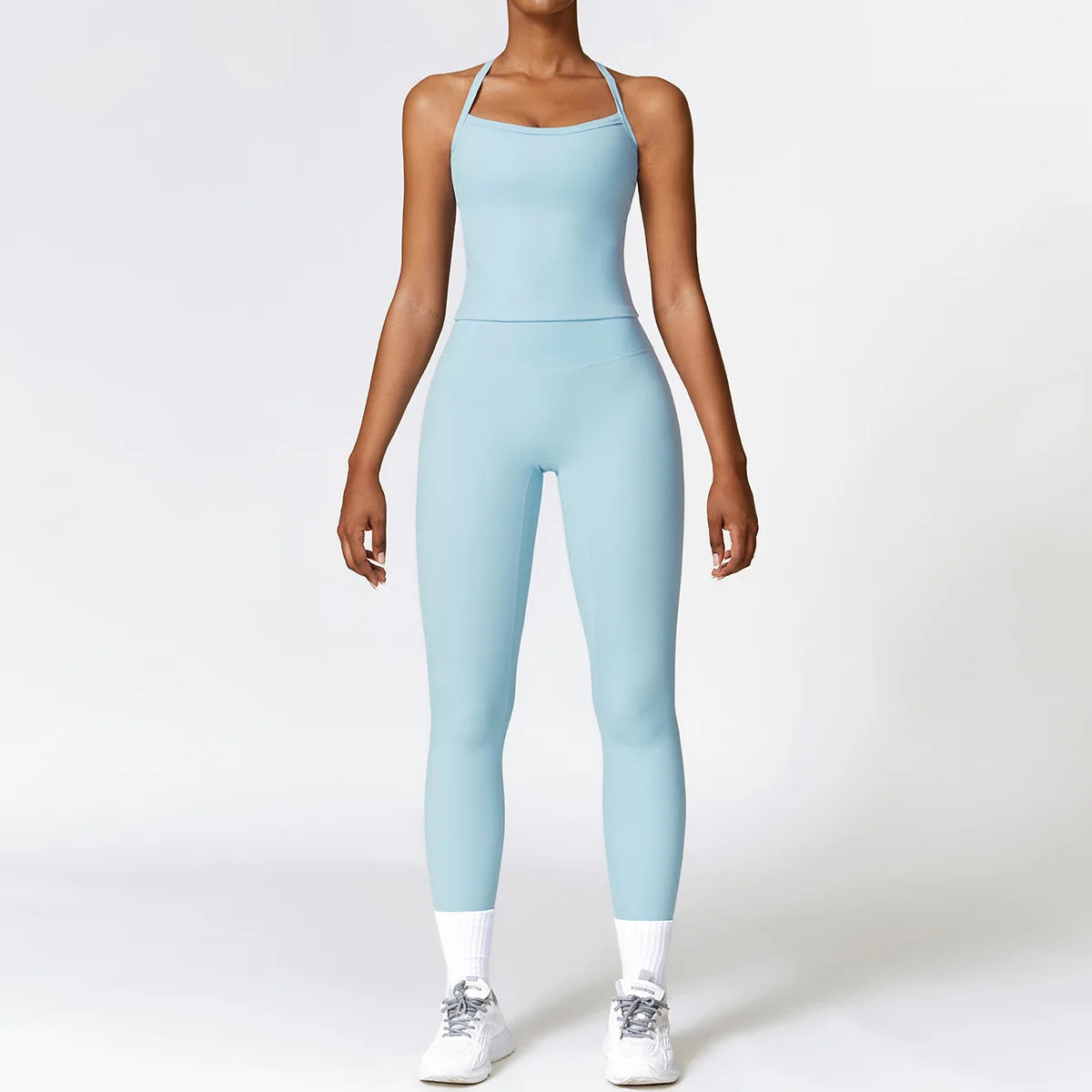 Women's 2-Piece Seamless Long Sleeve Crop Top Yoga Set | High Waist Leggings Gym Fitness Suit
