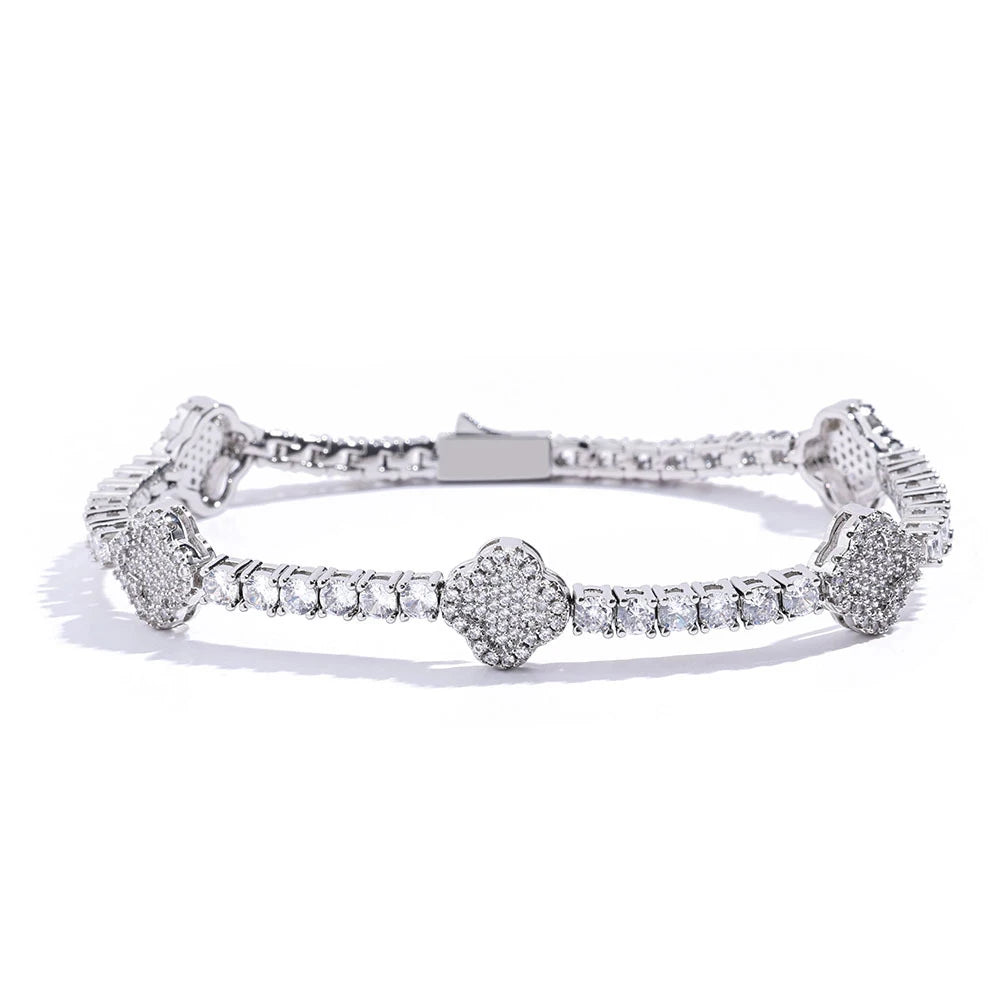 Four Leaf Clover Moissanite Tennis Bracelet by Snagg A Bracelet