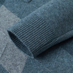 Men’s Argyle Plaid V-Neck Pullover | Classic Winter Knitted Sweater