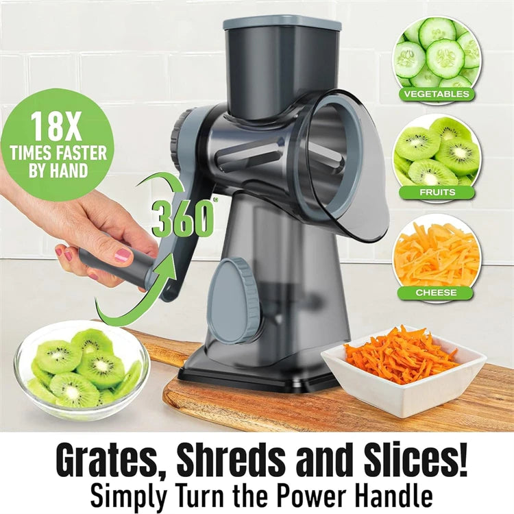 3 In 1 Rotary Cheese Grater And Veggie Slicer For Kitchen by Snagg A Slicer