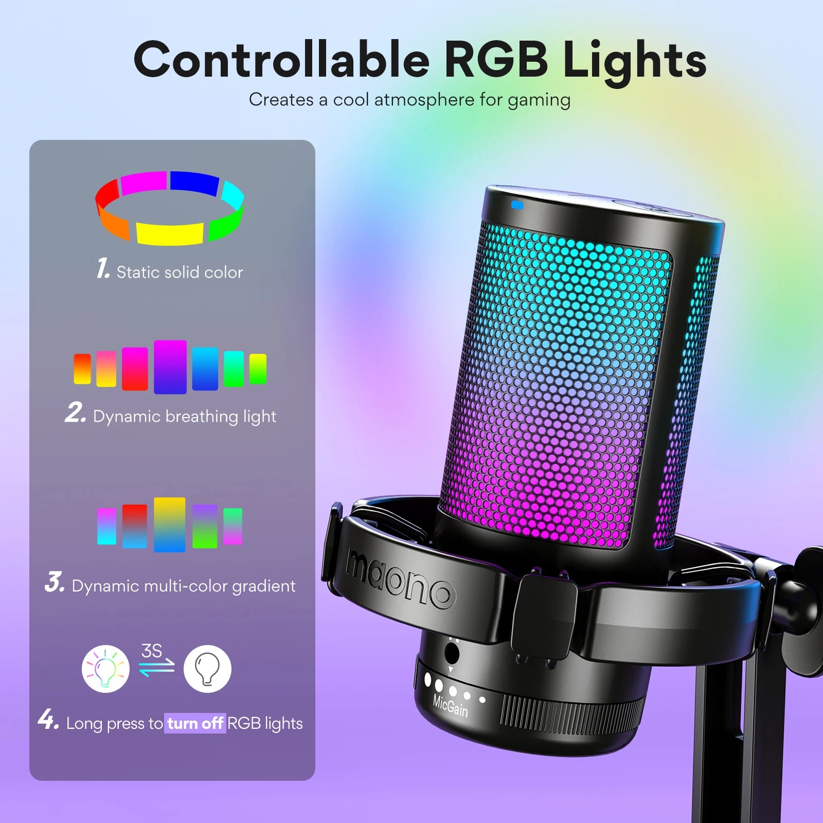 USB Gaming Microphone – RGB Condenser Mic with Noise Reduction by Snagg A Microphone