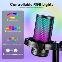 USB Gaming Microphone – RGB Condenser Mic with Noise Reduction by Snagg A Microphone