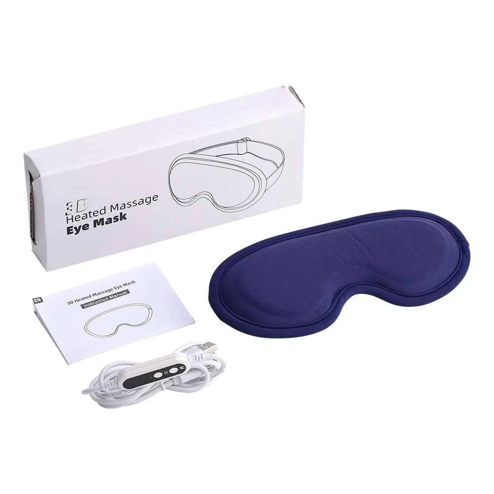 USB Electric Heated Eye Mask – 3D Vibration Eye Massager & Sleep Shading Relief System