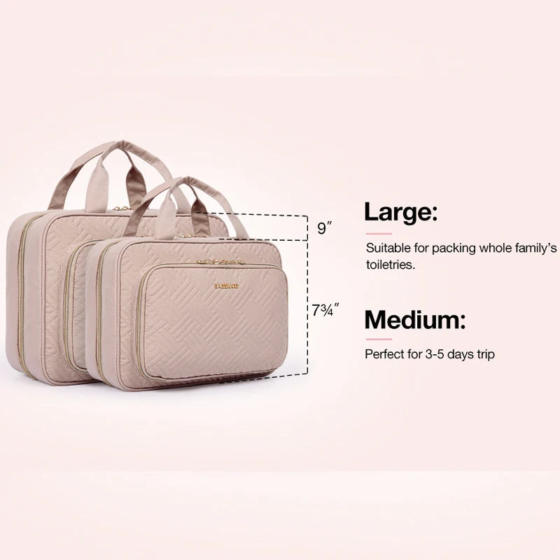 Women's Large Waterproof Cosmetic Bag – Travel Makeup Pouch Organiser with 360° Swivel Hook