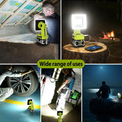 15W Cordless LED Work Light | 1500LM High Intensity Spotlight & USB Power Bank Compatible With Ryobi 18V Batteries