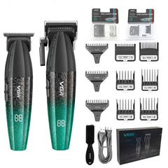 Professional Barber Combo V-640 – 9000 RPM Master Clipper & DLC Precision Trimmer Set with Advanced Turbo Technology