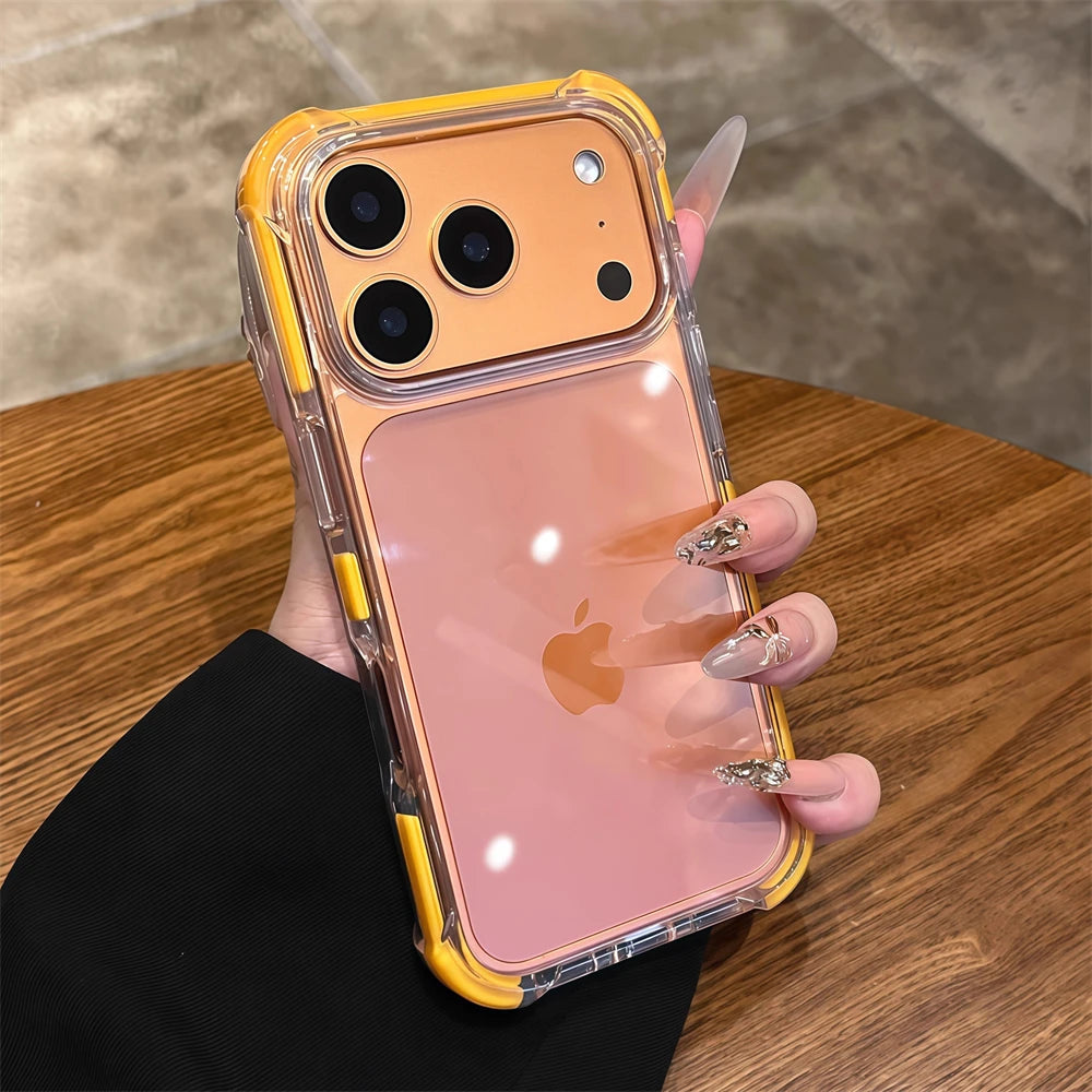 Four Corners Airbags Shockproof Acrylic Clear Case - for iPhone 15 Series - Orange / Phone Cases & Covers