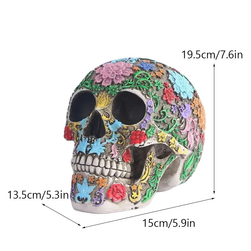 Floral Skull Resin Sculpture by Snagg A Sculpture