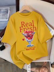 Real Fresh Cherry Fruit Cup Print Womans Streetwear T-Shirt
