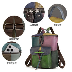 Patchwork Genuine Leather Backpack by Snagg A Backpack
