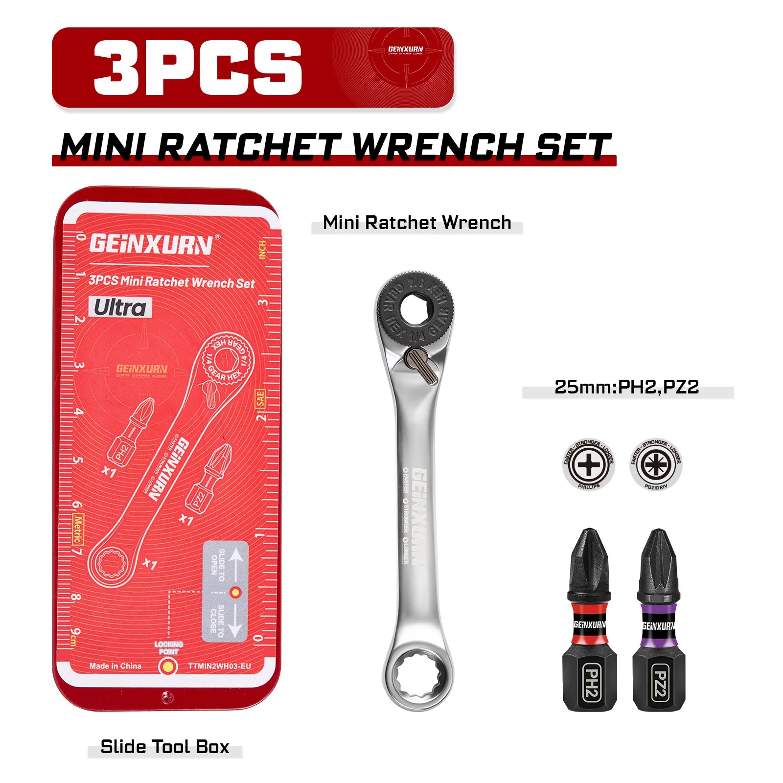 Mini Ratchet Screwdriver Set | S2 Steel Impact Magnetic Bit Holder 1/4" Wrench Push-Pull Case for Repair