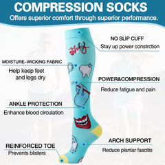 6 Pair Heart Pattern Compression Socks
