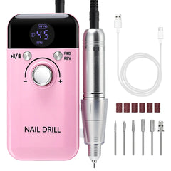 Professional 45,000 RPM Brushless Electric Nail Drill – High Torque Rechargeable Portable Manicure Station