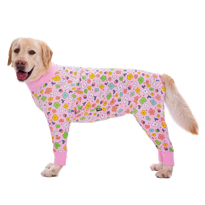 Dog Pyjama Jumpsuit for Medium & Large Dogs – Cosy Full-Cover Belly Recovery Suit (Cuttable Panel)