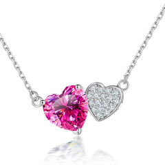 2CT Pink Heart Moissanite Pendant Necklace - SnaggIt