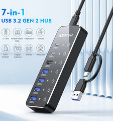 USB Extension with Individual Touch On/Off Switches by Snagg A Charging Station