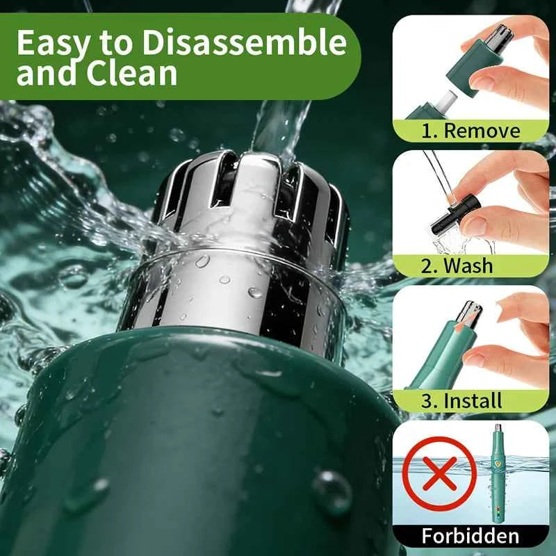 Professional Rechargeable Precision Trimmer – Aluminum Alloy Dual Edge Blade System for Painless Nose & Ear Grooming