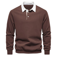 Men’s Premium Polo Collar Sweatshirt | Heavyweight Cotton-Blend Smart Casual Top