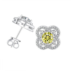 0.5CT Teal Moissanite Four-Leaf Stud Earrings - SnaggIt