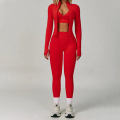 Women's 2/3-Piece Seamless Yoga Set | Gym Workout Suit Fitness Bra Crop Top Long Sleeve Leggings
