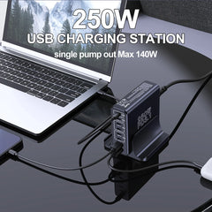 250W GaN 8-Port USB-C Desktop Charger | PD3.1 Fast Charging Station for iPhone Samsung Laptop