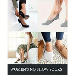 Women’s Invisible No Show Socks — Non-Slip Cotton Liner Set (6/8 Pairs)