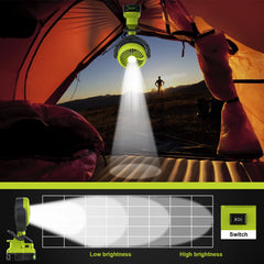 2 in 1 Cordless Jobsite Fan & LED Light | High Intensity Portable Ventilation Compatible With Ryobi 18V Batteries