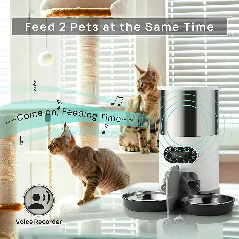 Smart Cat & Dog Automatic Feeder with Double Stainless Steel Bowls | 3L–4.5L Capacity by Snagg A Feeder