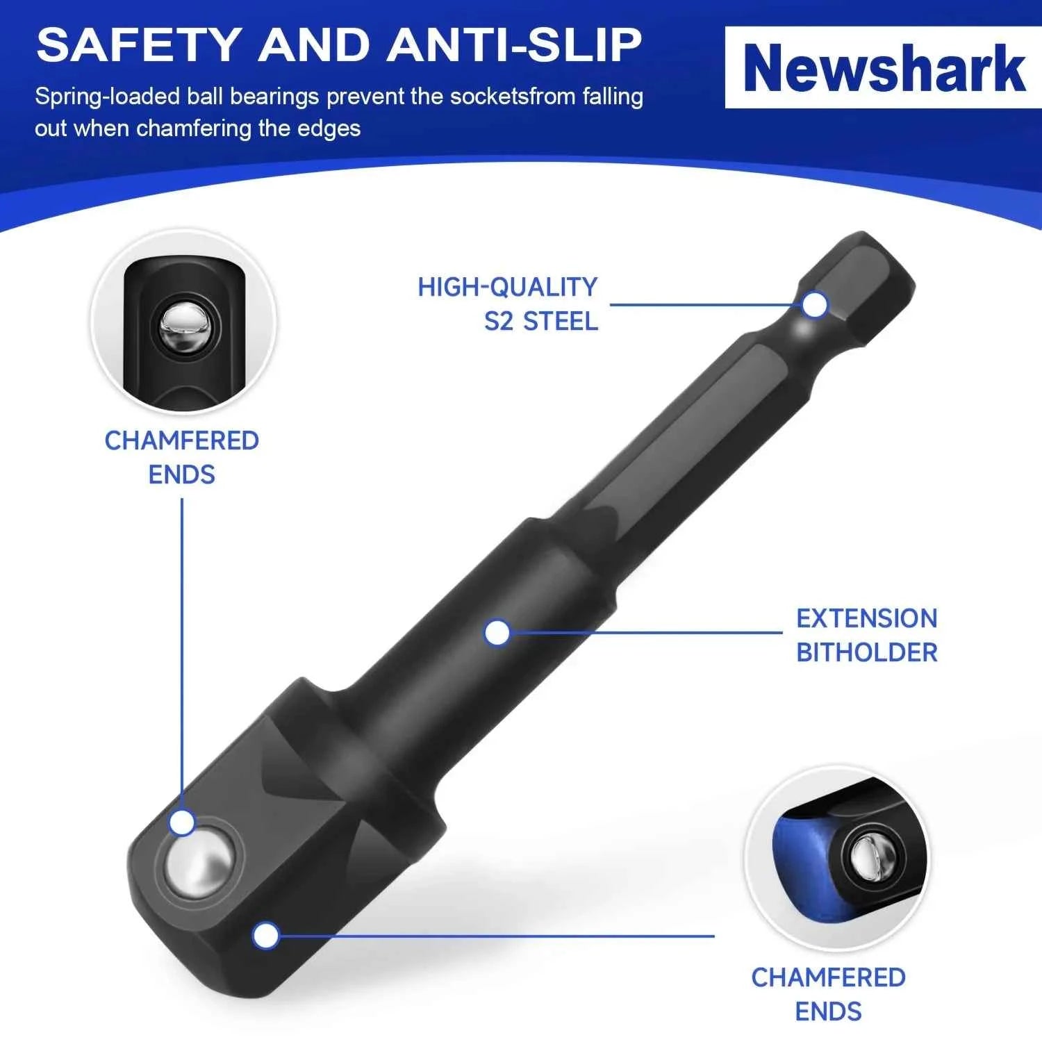 1/4 Hex Converter tools set, Quick Release Impact Bit Holders, 1/2 3/8 1/4-INCH Drive Female to 1/4-Inch Hex Adapter