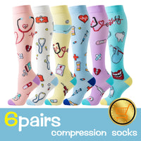 6 Pair Heart Pattern Compression Socks
