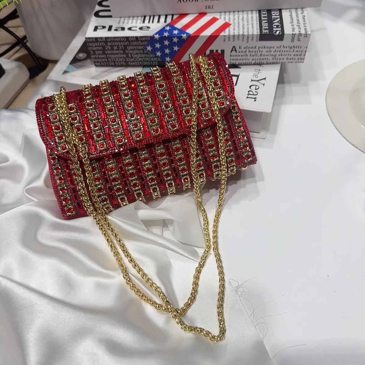 Luxury Full Rhinestone Rectangular Clutch by Snagg It Purses