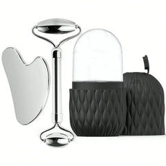 Ice Face Roller & Stainless Steel Gua Sha Tool Set