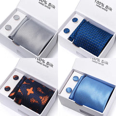 Solid Colour Necktie with Matching Handkerchief & Cufflinks - Others In Fashion