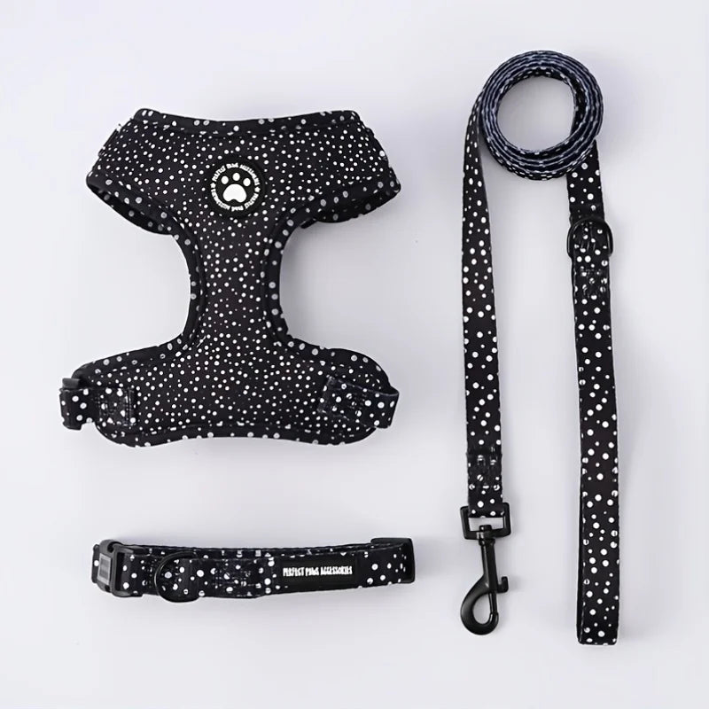 Knit Fabric Dog Harness & Leash Set – Breathable All-Season Chest Vest with Press Buckle for All Breeds